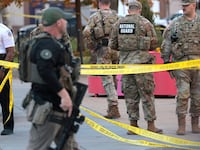 WASHINGTON, DC - NOVEMBER 26: Members of law enforcement and National Guard soldiers respond to a shooting near the White House on November 26, 2025 in Washington, DC. At least two National Guard soldiers have been shot blocks from the White House. (Photo by Chip Somodevilla/Getty Images)