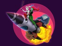A photo composite of production art from HBO Max's Harley Quinn Season 4.