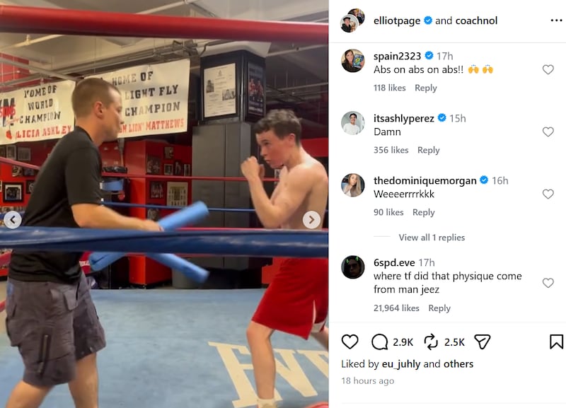 Fans quickly flooded the post praising Page's progress.