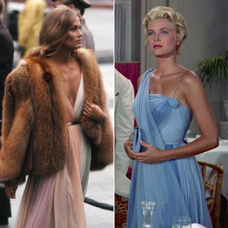 Porizkova’s wedding dress inspiration came from Lauren Hutton’s 1975 Oscars’ gown and Grace Kelly’s ”To Catch a Thief” dress.