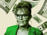 A photo including Sarah Palin and floating Money