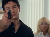 Barry Keoghan and Sabrina Carpenter in the Please Please Please video.