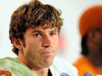 Wide receiver Jordan Shipley #8 of the Texas Longhorns speaks during a press conference at the Rose Bowl on January 7, 2010 in Pasadena, California.