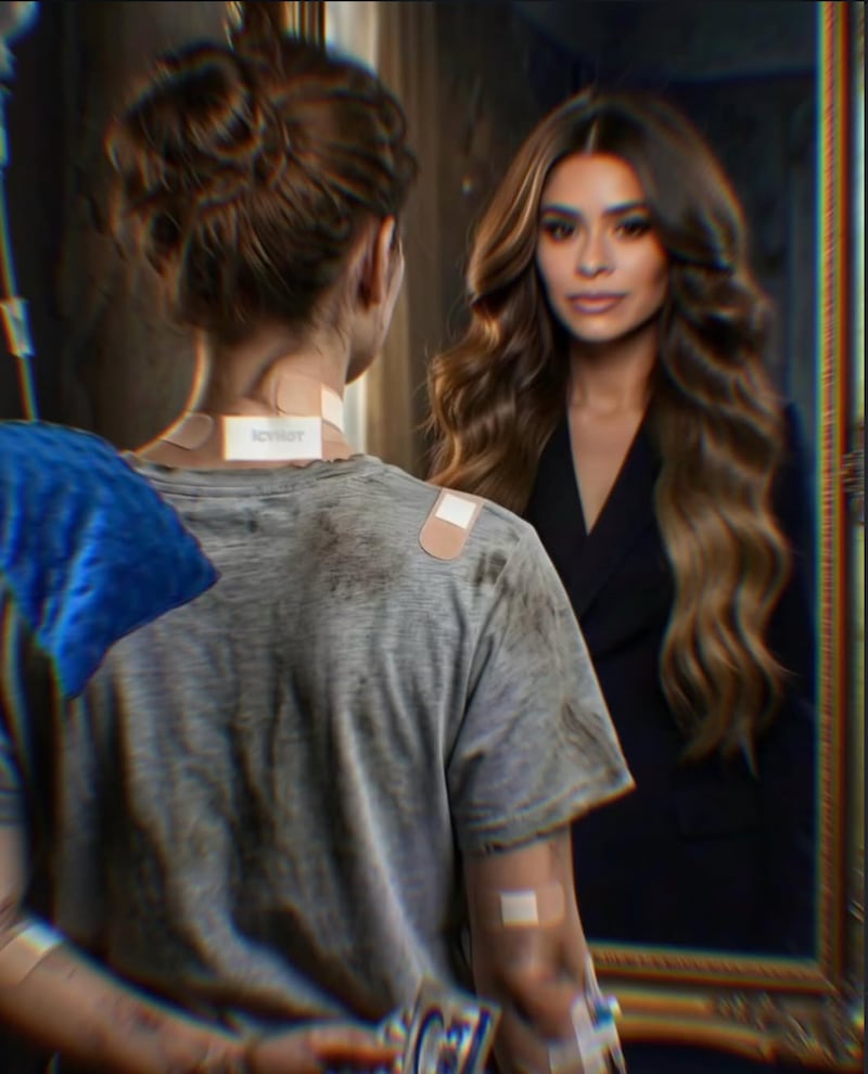 Taylor Frankie Paul's Instagram post features an AI-generated image of herself and her reflection.