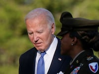U.S. President Joe Biden arrives at Fort McNair, en route to the White House, in Washington, U.S.