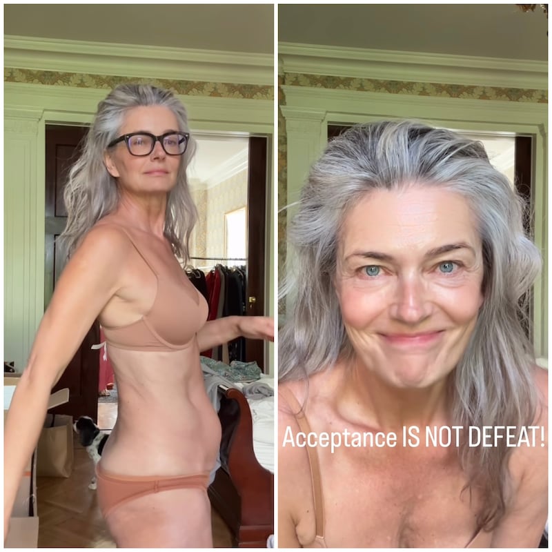 Paulina Porizkova shares what it looks like to accept her body after gaining 20 pounds in a video posted on her Instagram.