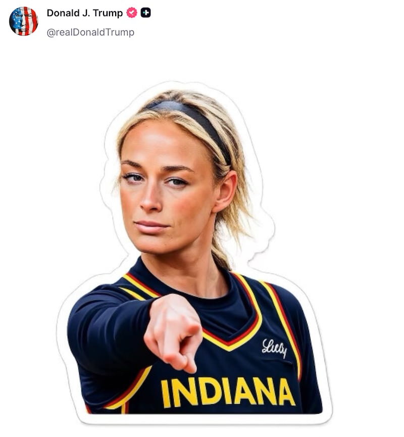 Donald Trump posts a photo of Sophie Cunningham on Truth Social.