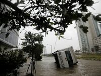 Overturned truck from Hurricane Irma in South Florida
