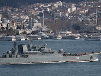 Russian Navy's large landing ship Novocherkassk sets sail in Bosphorus