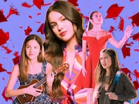 A photo illustration of Olivia Rodrigo's character in High School Musical: The Musical: The Series.