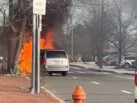 ICE van fire in Philadelphia screengrab