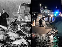 Rescuers at the two crash sites