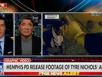 Fox News host Jesse Watters speaks while footage of Tyre Nichols' murder plays