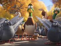 Elizabeth Banks, Caspar Jennings, Kumail Nanjiani, Tresi Gazal and Danny DeVito in Migration.