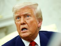 WASHINGTON, DC - APRIL 07: U.S. President Donald Trump answers a reporters question during a meeting with Israeli Prime Minister Benjamin in the Oval Office of the White House on April 7, 2025 in Washington, DC. President Trump is meeting with Netanyahu to discuss ongoing efforts to release Israeli hostages from Gaza and newly imposed U.S. tariffs. (Photo by Kevin Dietsch/Getty Images)