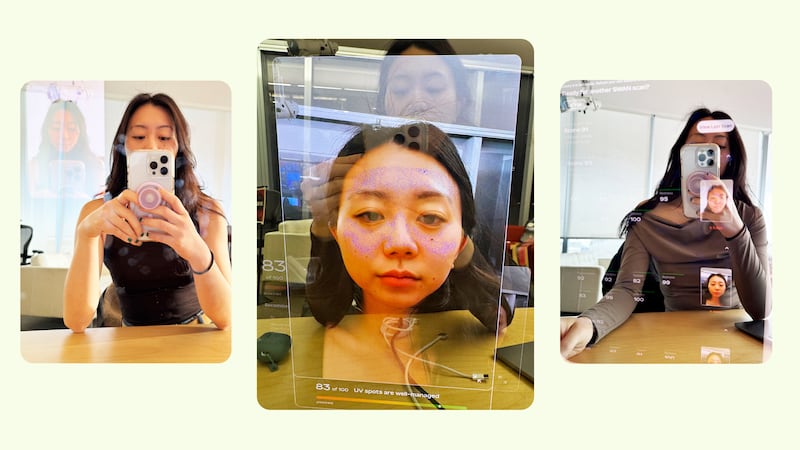 A composite of Carina Hsieh using the SWAN Beauty Mirror.