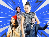 A photo illustration of Katt Williams, Ali Wong, John Mulaney, and Sarah Silverman