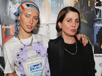 Iris Law and Sadie Frost attend screening of "The Ben Cobb Show" at Everyman Baker Street on April 20, 2022 in London, England.