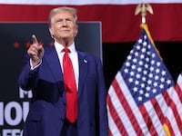 Donald Trump speaks during a campaign rally in Tucson, Arizona.