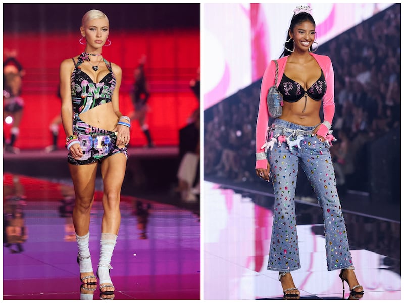 Fans called the runway show "nepo baby central." Pictured here are Iris Law and Natalia Bryant, who both walked the Pink segment of the show.