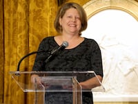 Sally Buzbee speaks onstage during the IWMF Courage in Journalism Awards.