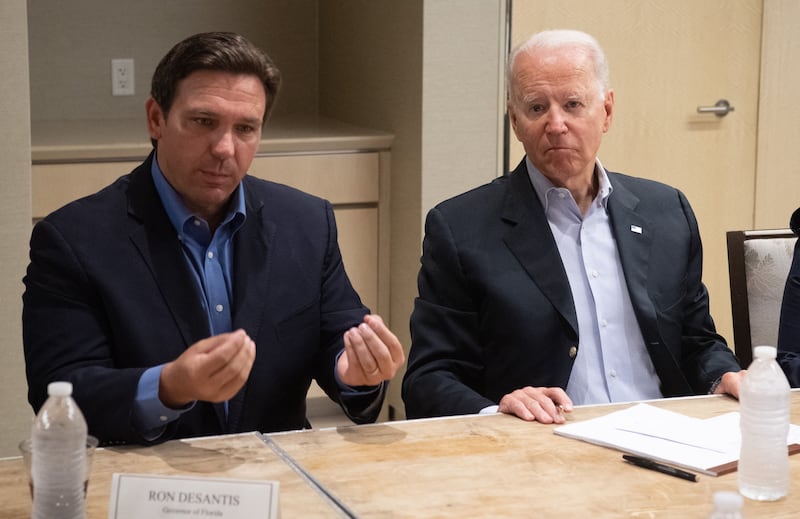 US President Joe Biden and Florida Governor Ron DeSantis