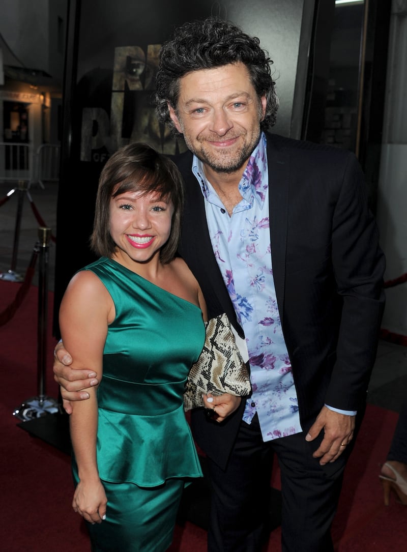 Actors Devyn Dalton and Andy Serkis arrive at the premiere of 20th Century Fox's "Rise Of The Planet Of The Apes" in 2011.