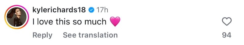 Instagram comment from Kyle Richards