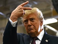 President Donald Trump gestures after speaking at a midterm campaign rally at Shoemaker Center in Chillicothe, Ohio on October 28, 2026.