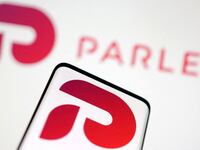 Logos of social media app Parler are seen in this Illustration taken, October 17, 2022.