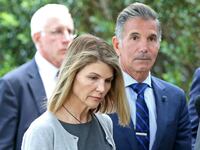 Actress Lori Loughlin and her husband Mossimo Giannulli leave Moakley Federal Courthouse after a brief hearing on August 27, 2019 in Boston, MA.