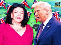A photo illustration of Dame Karen Pierce and Donald Trump.