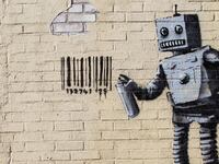 An art installation by British artist Banksy is seen on a wall in the Coney Island area of New York City, Oct. 28, 2013.