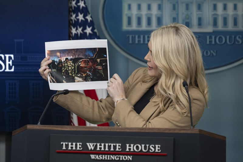 White House press secretary Karoline Leavitt speaks at the White House Press Briefing room in Washington DC., United States on January 15, 2026