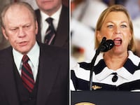 A photo composite of President Gerald Ford and his daughter Susan Ford Bales.