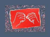 A photo illustration of punching fists and a crowd from Jan. 6 Capitol riot.