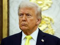 WASHINGTON, DC - OCTOBER 15: U.S. President Donald Trump looks on during a press conference in the Oval Office of the White House on October 15, 2025 in Washington, DC. Trump and Federal Bureau of Investigation Director Kash Patel provided an update on the Trump administration’s progress in reducing violent crime. (Photo by Kevin Dietsch/Getty Images)