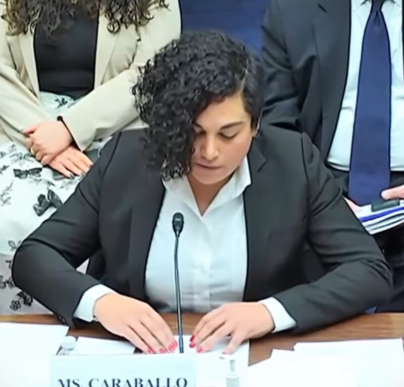Civil rights attorney Alejandra Caraballo testifies to the US House of Representatives on Confronting White Supremacy, Dec. 13, 2022.