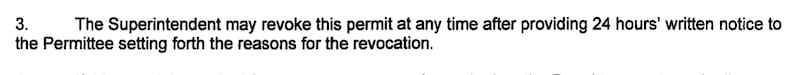 The statue's removal violates a permit issued by the DOI.