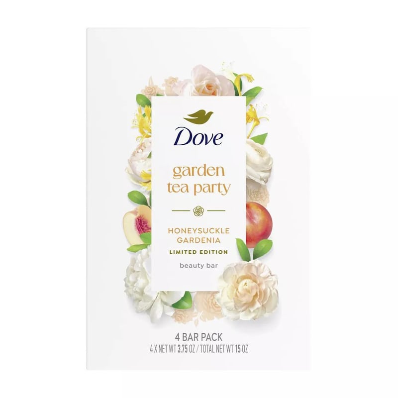 Dove's Garden Tea Party Collection's limited edition Honeysuckle Gardenia Beauty Bar