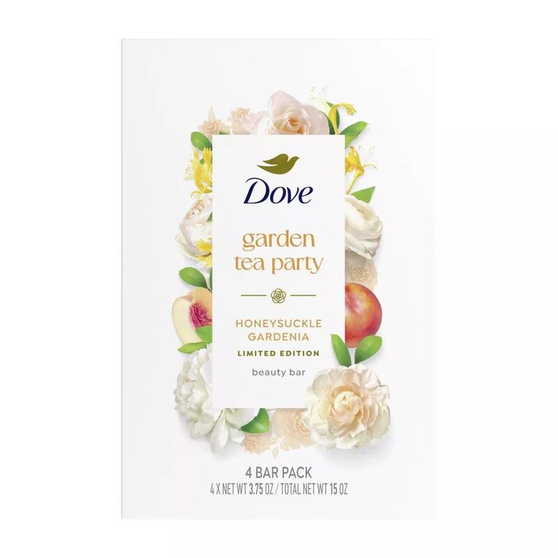 Dove's Garden Tea Party Collection's limited edition Honeysuckle Gardenia Beauty Bar