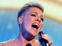 Singer Pink performs on stage.