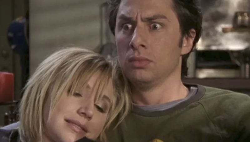 Scrubs, season 3, JD realizing that he no longer wants to be with Elliot. (NBC)