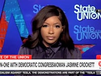 Texas Representative Jasmine Crockett speaks with CNN's Jake Tapper on State of the Union on March 16, 2025.