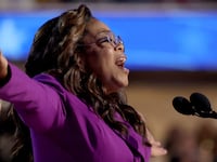 Oprah Winfrey speaks during the Democratic National Convention in Chicago.