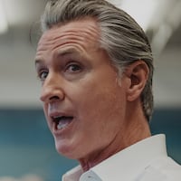 NASHUA, NEW HAMPSHIRE - OCTOBER 17: California Gov. Gavin Newsom speaks while campaigning for New Hampshire Democratic Senate candidate, U.S. Rep. Chris Pappas (D-NH), at Pappas' campaign field office on October 17, 2026 in Nashua, New Hampshire. Pappas will face off against Republican Senate candidate, former U.S. Sen. John Sununu (R-NH) in November's midterm election to replace retiring U.S. Sen. Jeanne Shaheen (D-NH). (Photo by John Tully/Getty Images)