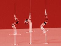 A photo including warped Covid-19 vaccines