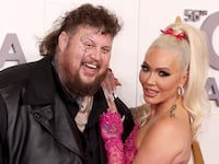 Jelly Roll and Bunnie Xo attend The 56th Annual CMA Awards at Bridgestone Arena on November 09, 2022 in Nashville, Tennessee.