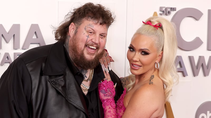 Jelly Roll and Bunnie Xo attend The 56th Annual CMA Awards at Bridgestone Arena on November 09, 2022 in Nashville, Tennessee.