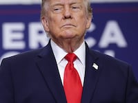 President Donald Trump arrives for a campaign rally at the Menard Memorial Sports Center on October 13, 2026 in Wasilla, Alaska. President Trump is in Alaska campaigning for local Republican candidates ahead of the midterm elections.